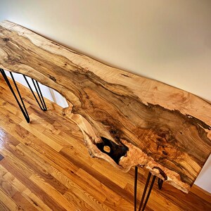 Figured Silver Maple Live Edge Hall Table, Highly Figured Spalted Maple, Live Edge Wood Hall Table, Live Edge Sofa Table, Wood Console Table