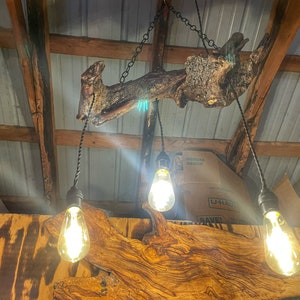 Hanging Driftwood Pendant Light Fixture, Drift Wood Light Fixture, Rustic Light Fixture, Dining Room Light, Wood Lighting, Custom Lighting