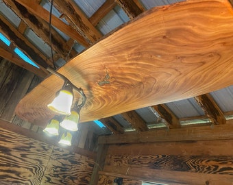 Bookmatched Pecan W/ Fire Opal Inlay Hanging Light Fixture