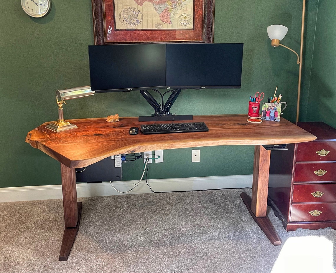 Custom Live Edge Black Walnut Electric Standing , Handmade and Custom ...