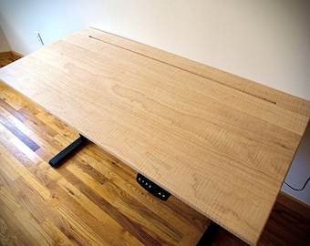 Appalachian Curly Maple Electric Adjustable Standing Desk , Fully Customizable Desk, Studio Desk, Recording Desk, Executive Desk