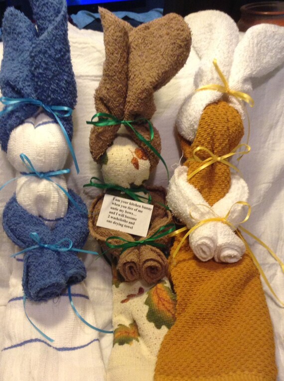 Items similar to Handmade Hand Towel bunny w/poem, handmade washcloth