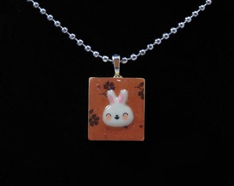 Bunny Charm, Scrabble Pendant, Unique Animal Necklace, Tile Jewelry, Gift for Teen, Easter Rabbit