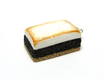 S'mores Brownie Charm, Miniature Food Jewelry, Polymer Clay, The Odd Raven, Food Charm