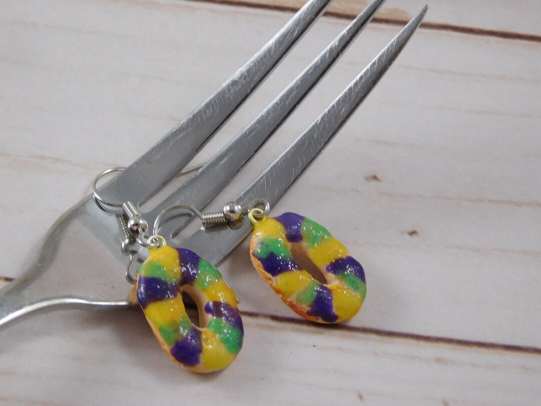 King Cake Earrings Miniature Food Jewelry Mardi Gras Good Etsy