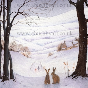 Going Home, Hares in the Moonlight Print