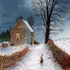 He's Here Again/ Limited Edition Print, Hares In the Moonlight