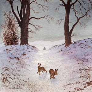 Scarper, hares limited edition print