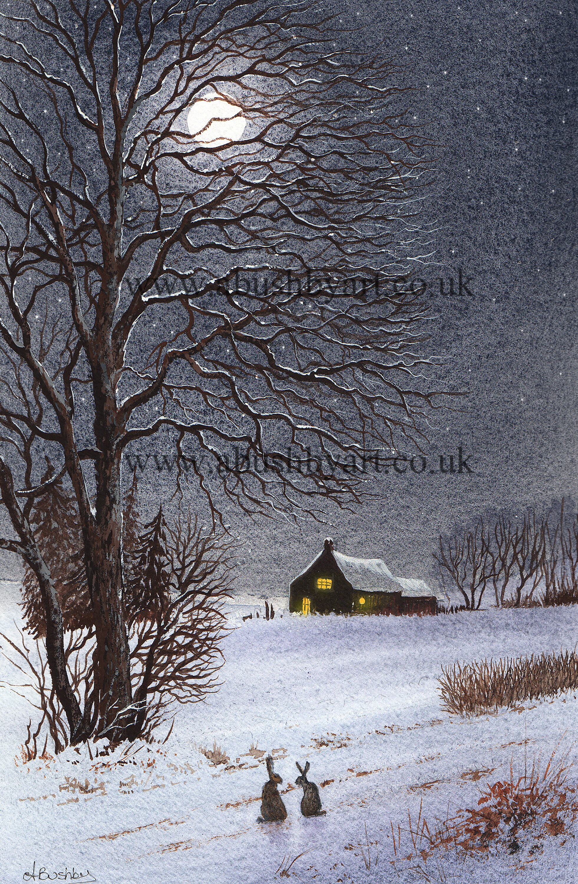 Old Pals, Hares in the Moonlight, Limited Edition Print
