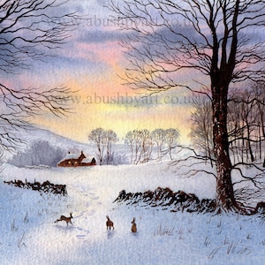 Time to go, Hares in the snow print