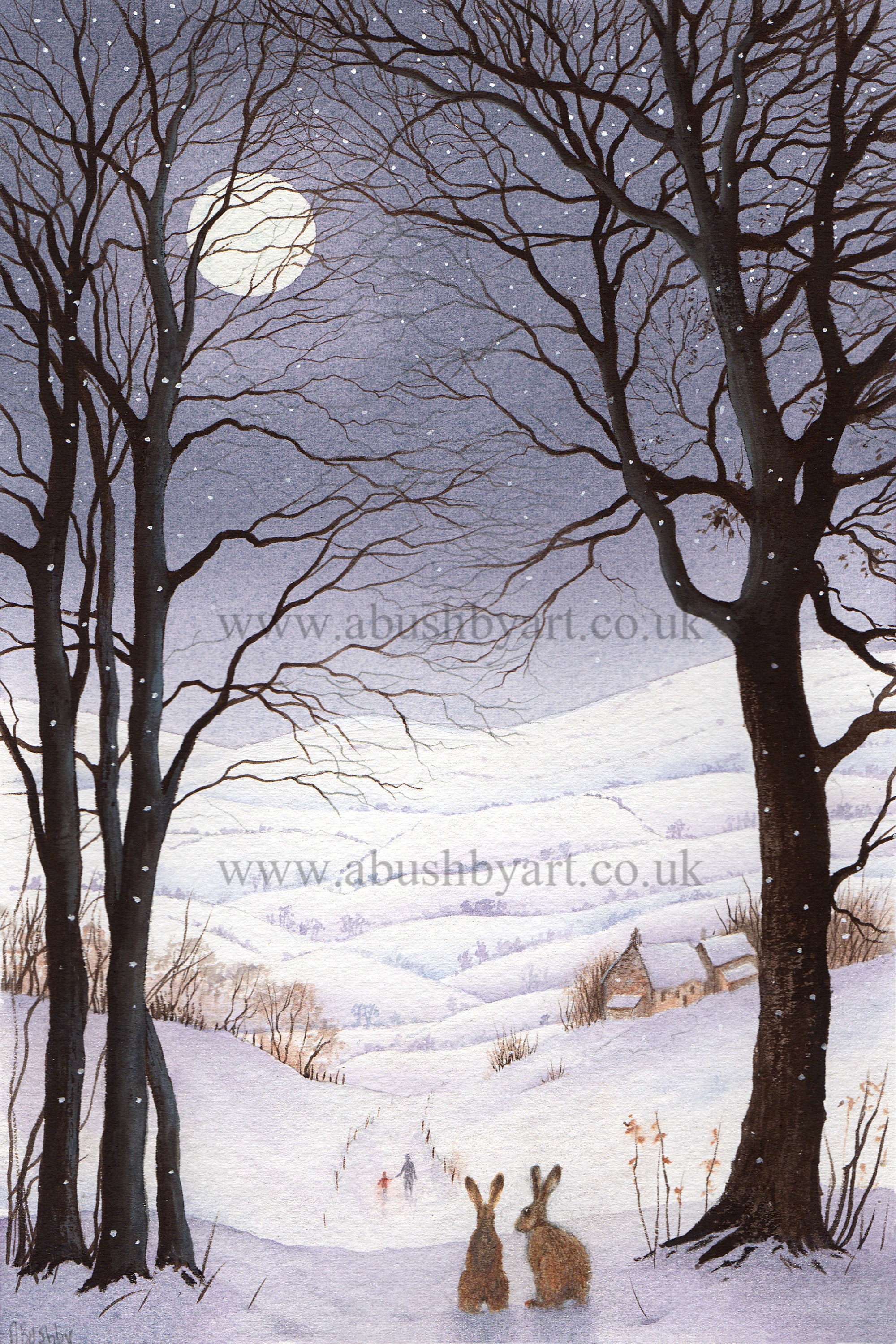Going Home, Hares in the Moonlight Print - Etsy UK