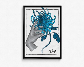 Chrysanthemum silkscreen flower poster