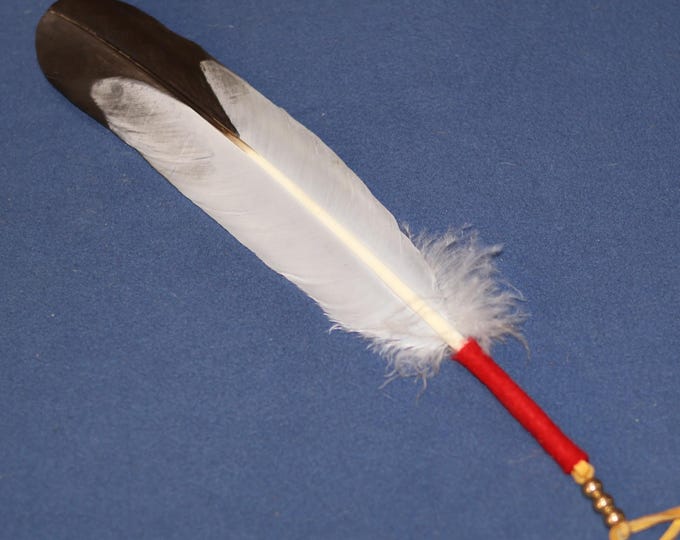 Hand-Painted Turkey Feather Tie: Realistic Golden Eagle Replica, Native American Made