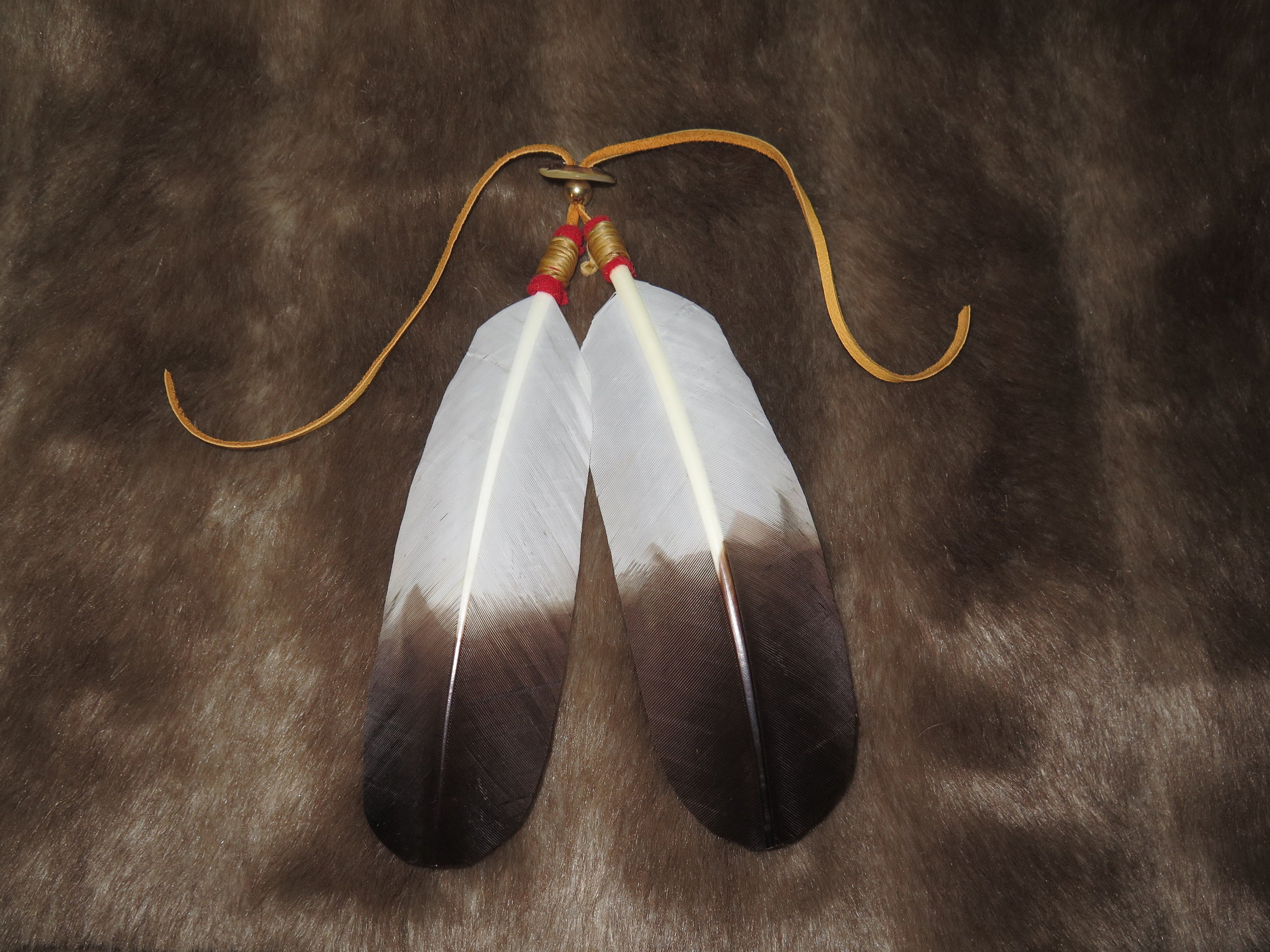 Native American hand painted Feather Hair Tie as part of your Regalia 6