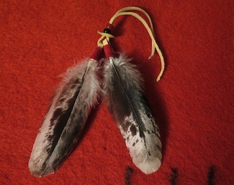 Native American Regalia Jewlery Hair Tie this is a very impressively hand made Immature Bald Eagle Feathers attached the Symbolism and Power