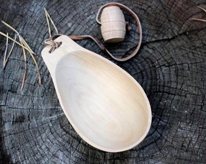 Hudson Bay Hand-Carved Native American style Canoe Cup - Museum Quality Noggin - Custom Fur Trade Water Cup with Belt