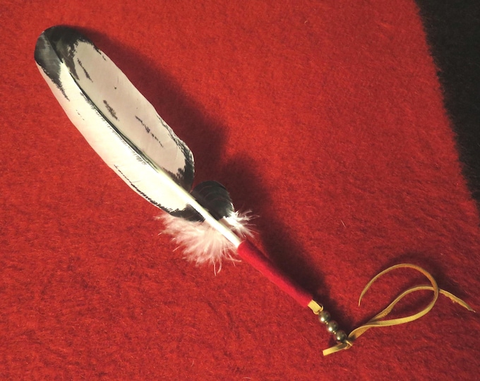 Bald Eagle Feather Tie Handmade Native American Imitation Bald Eagle Feather Tie - Painted Sub-adult Eagle Accessory