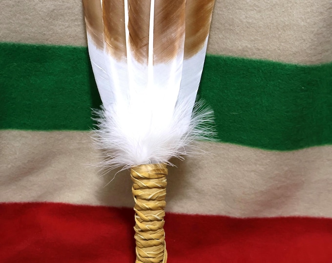 Our Native American made Feather fan. You select your feather... Native American-made painted feathered Fan Spiritual Feather Prayer fan
