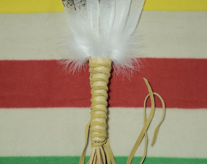 Golden Eagle Feather Fan: Native American Artist Hand-Painted Turkey Feathers to simulate a true Prayer Fan
