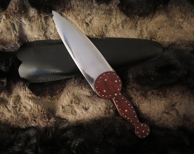 Historic Cree Trade Knife: Rosewood Handle, Brass Pins, Custom Sheath