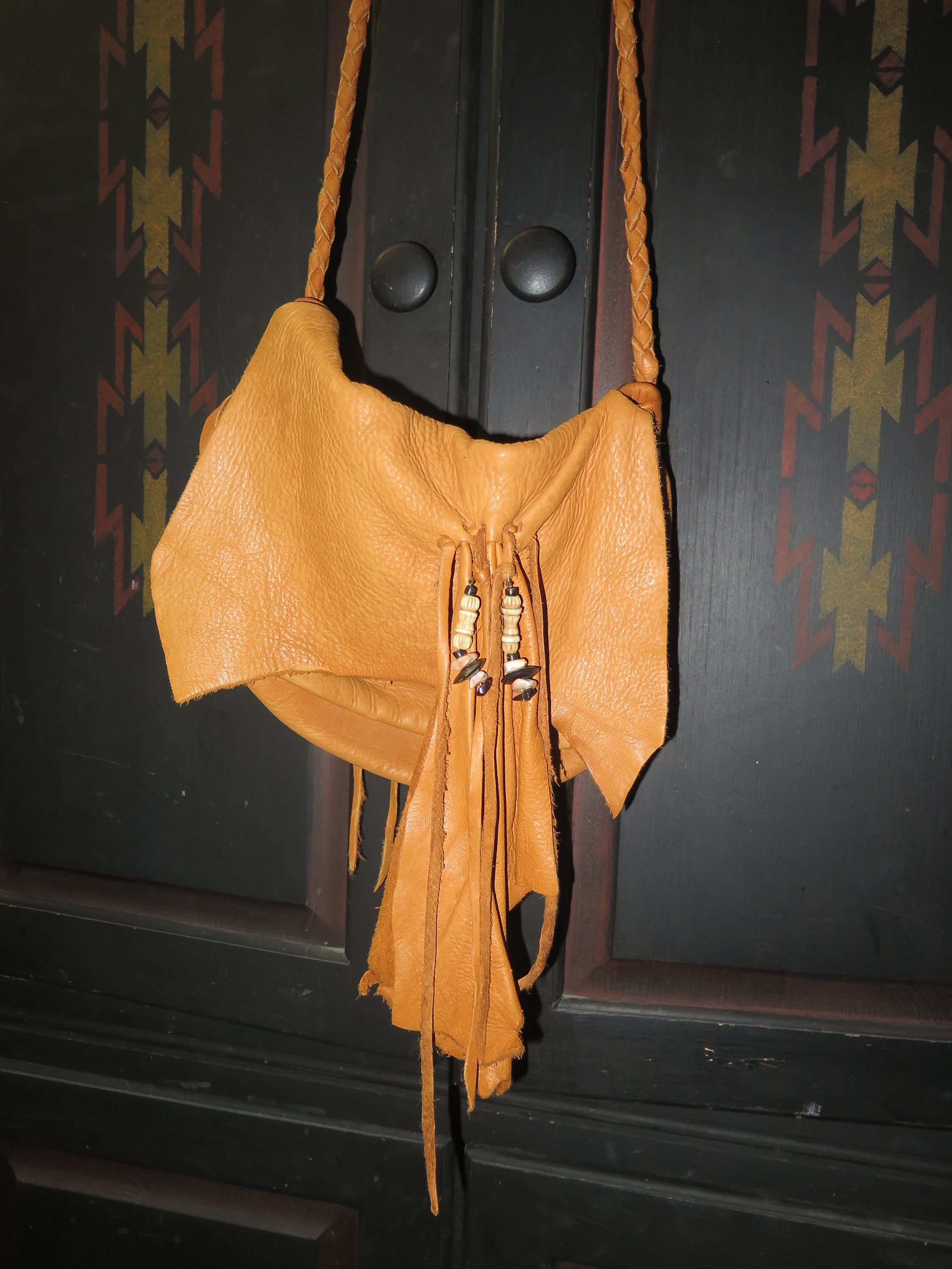 Native Crafts Wholesale - Now Open to the Public!: 2 Compartment Square Buckskin  Purse [RSI-2CompBSAbalonePurse] - $225.00