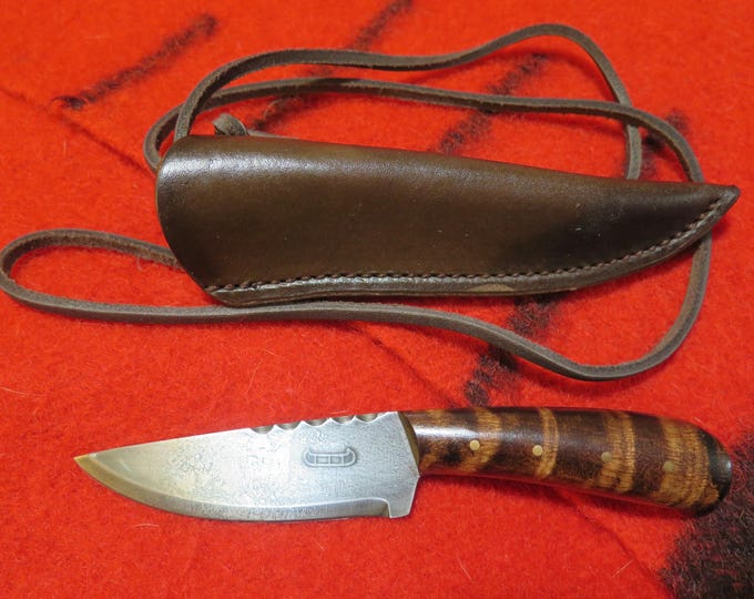 Neck Knife Leather Sheath Collectible Native American Original Authentic Style Trade Knife handmade Carbon Blade 1700s Trappers Knife