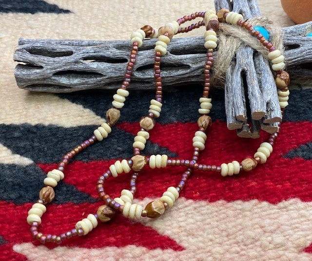 Navajo GHOST BEAD NECKLACE With Tassel, Traditional Unisex Design.  Protection, Healing. Yellow Glass Seed Beads, Juniper 'cedar' Berries. A -  Etsy