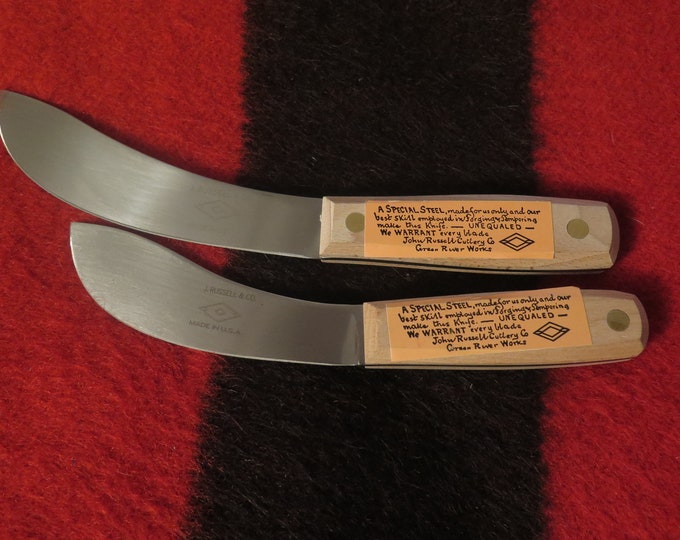 Buffalo Skinner’s nessmuk Knife with Sheath - Authentic Native American Fur Trade Collectible by J Russell & Co.
