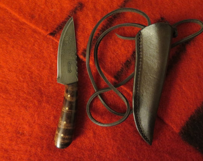 Native American Runners of the Woods Trade Knife handmade 1700s Trappers Trade Knife w/Custom made Neck Leather Sheath