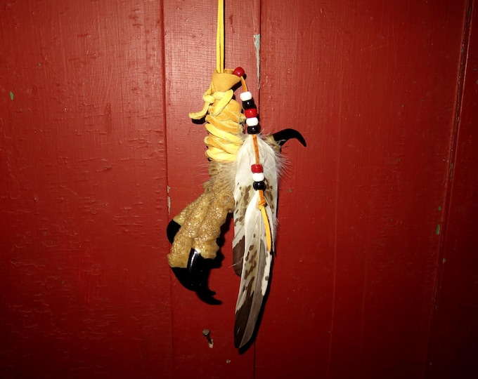 SALE--Native American Eagle Claw Necklace | Unique Rear-view Mirror Ornament | Collectible Native Jewelry Golden Eagle foot necklace