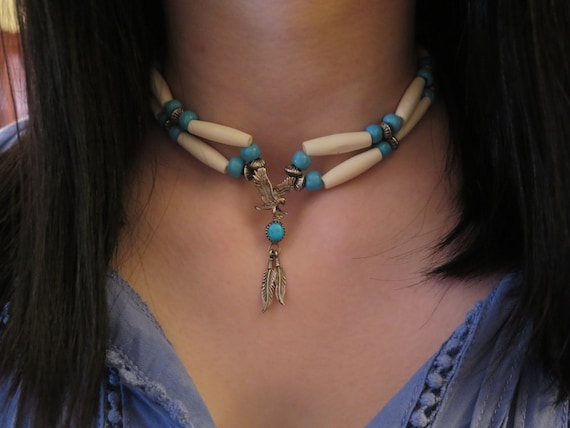 Museum Vintage Navajo 'Turquoise Flower' Native American Jewelry Silver Tube Necklace Museum Vintage Navajo 'Turquoise Flower' Native American Jewelry Silver Tube Necklace