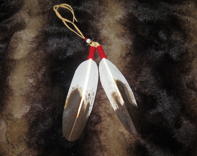 Handmade Golden Eagle Feather Hair Tie - Native American Regalia - Beautifully Painted Accessories