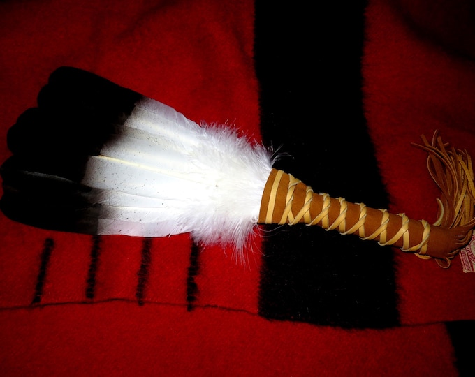 Eagle Feather Fan Wand Feather Golden Eagle Medicine Fan Hand-painted Native American Made Smudge & Prayer Wand Regalia