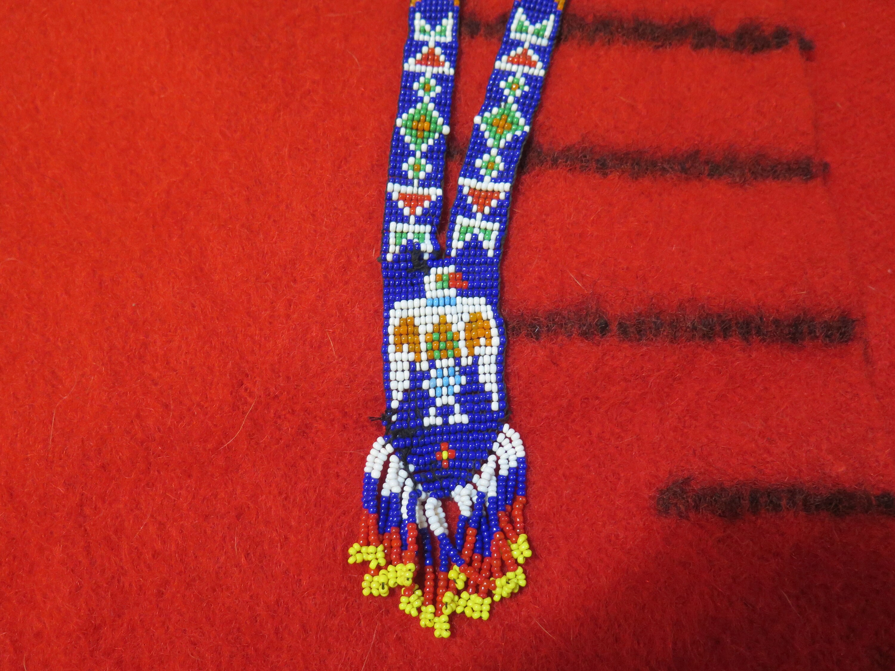 Vintage Native American Seed Bead Necklace Thunderbird Necklace