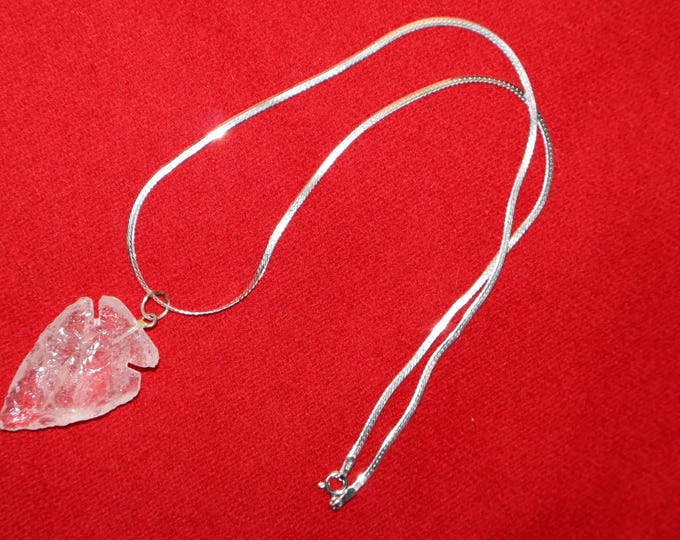 Arrowhead Pendant Necklace Crystal Stone Medallion Jewelry Native American - Serpentine Sterling Silver Arrowhead Pendant Necklace