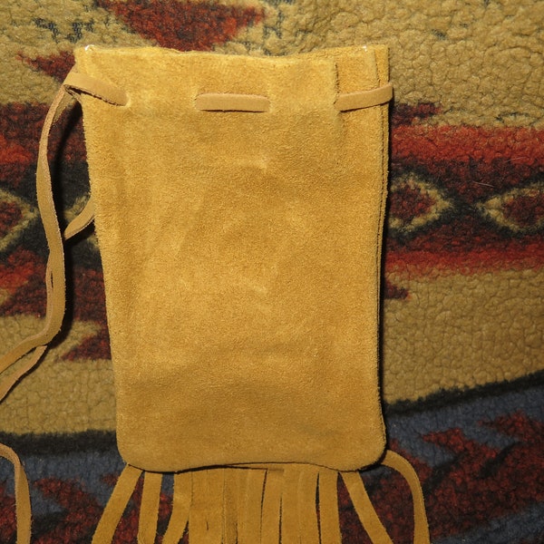 Bolsa de almacenamiento de cuero nativo americano para su pipa, una bolsa para su catlinita sagrada (piedra de pipa roja) o utilizada como bolsa para cualquier cosa de 4-1/2" x 7"
