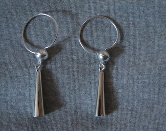 German Silver Ball Cone Earrings: Fur Trade Style Earbobs