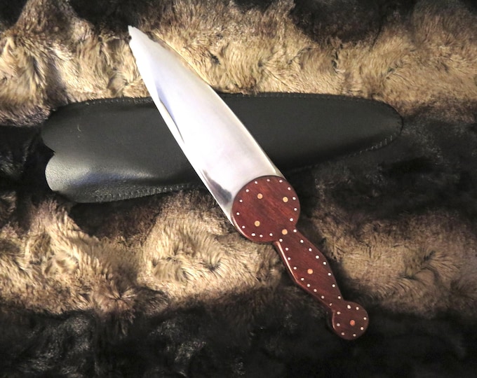 Tribal Trade Historic Knife Cree Plains knife Historic Brass Steel Pins Rosewood Handle 7” Blade Authentic Museum Example w/Custom Sheath