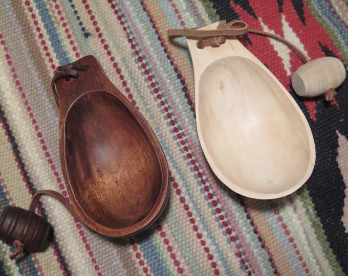 Native American Museum Quality Canoe personal Cup Fur Trade Custom Made hand-carved Canoe Cup (aka "Noggin"). Water Cup w/Belt Toggle