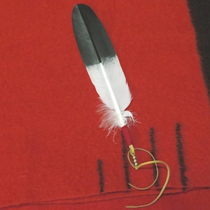 Hand-Painted Turkey Feather Tie: Golden Eagle Replica, Native Made