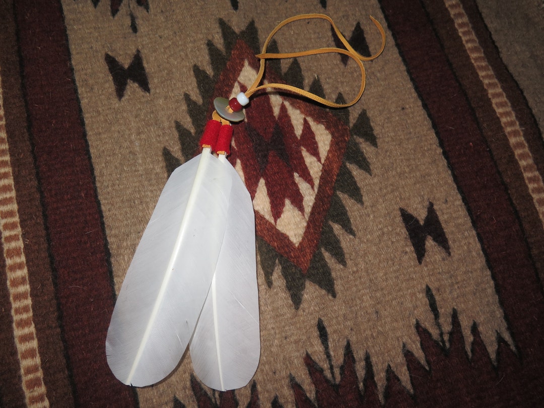Native American Made White Bald Eagle Tail Feather Hair Tie - Etsy