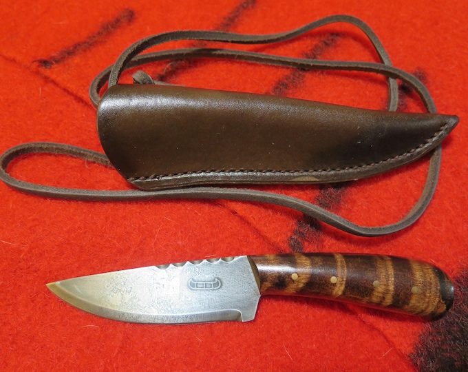 Neck Knife Leather Sheath Collectible Native American Original Authentic Style Trade Knife handmade Carbon Blade 1700s Trappers Knife