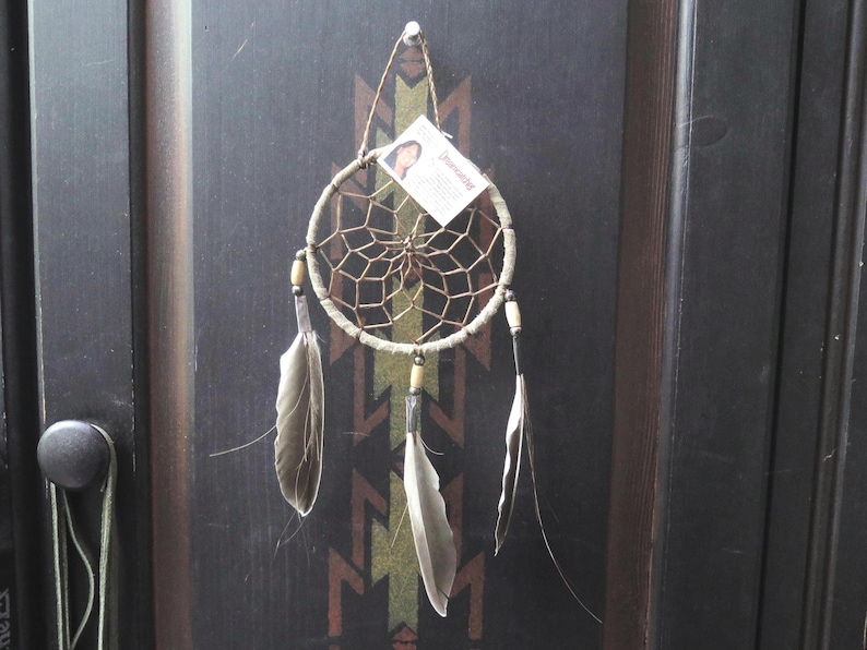 Navajo Handmade Dreamcatcher: Natural Brown, Native American image 2