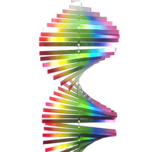 SS 3D Wind Spinner Helix Twister Stainless-Steel 6.5&quot;x18&quot; Multicolored SS Yard Decoration