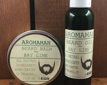 Aromaman Beard Care All-Natural Hand Crafted Beard Oil and Balm Combo. Choose your scent and size!