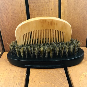 Beard Grooming Natural Boar Bristle Beard Brush + Wood Comb Set