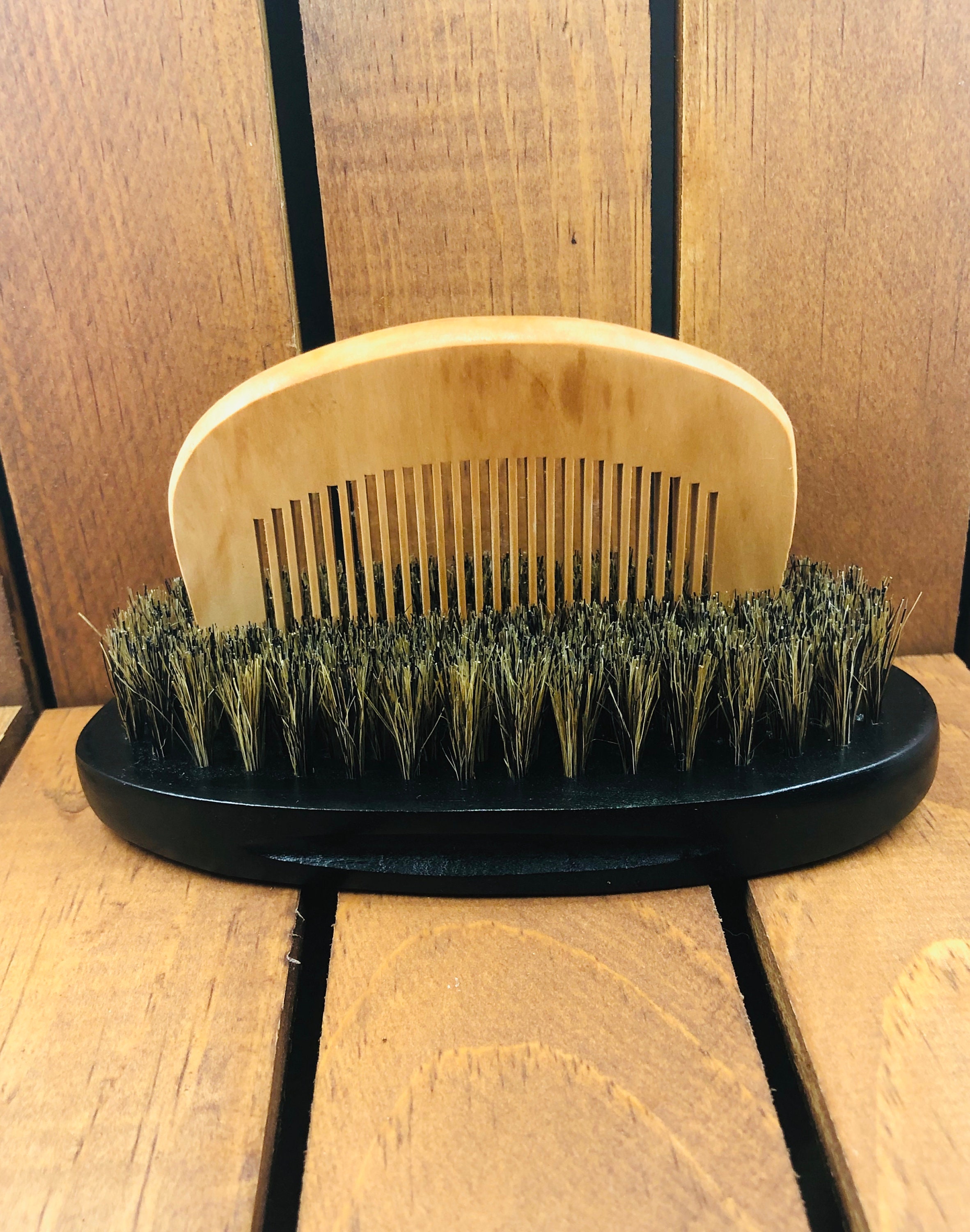 Beard Grooming Natural Boar Bristle Beard Brush + Wood Comb Set