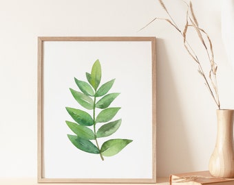 Watercolour Fern Print - Botanical Art Print - Watercolour Leaf - Leaf Wall Art - Fern Painting - Green Leaf Art Print