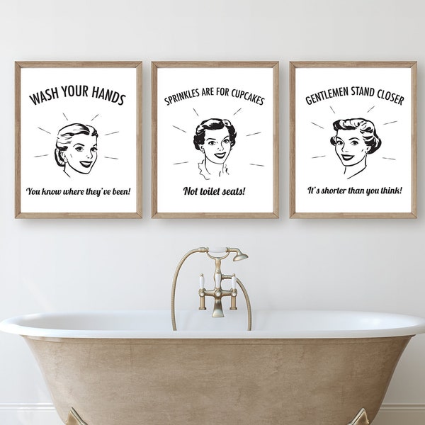 Retro Bathroom Decor Etsy