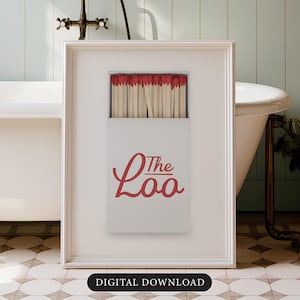 The Loo Bathroom Matchbook Print Powder Room Art Bathroom Sign Vintage Matchbook Art Bathroom Wall Art Matches Print Guest Bathroom Sign